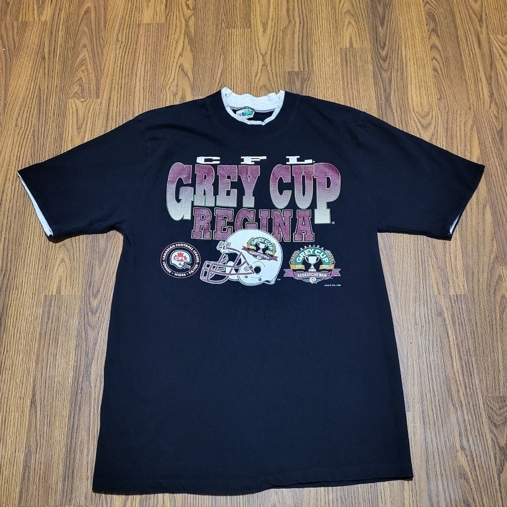 VTG Football 1995 Saskatchewan Roughriders Grey Cup Print T-shirt Men's M B27